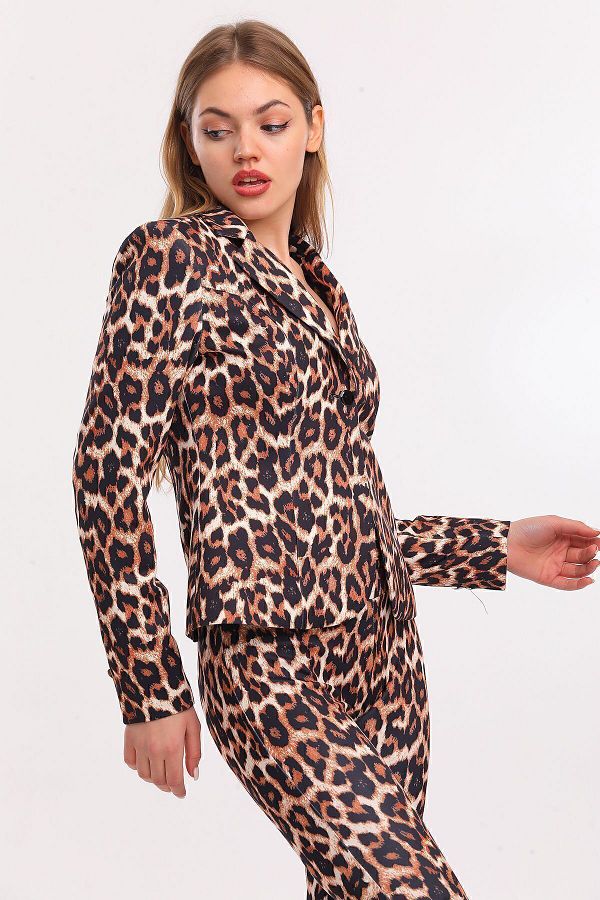 Sense Leopard Pattern Jacket| Ckt31787yn Black Ecru Brown