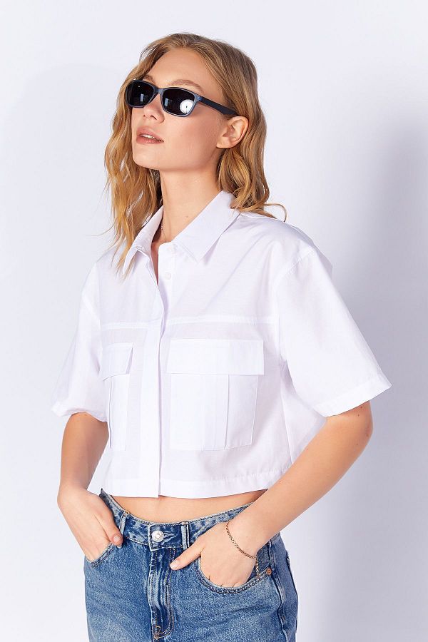 Cropped dress shirt online