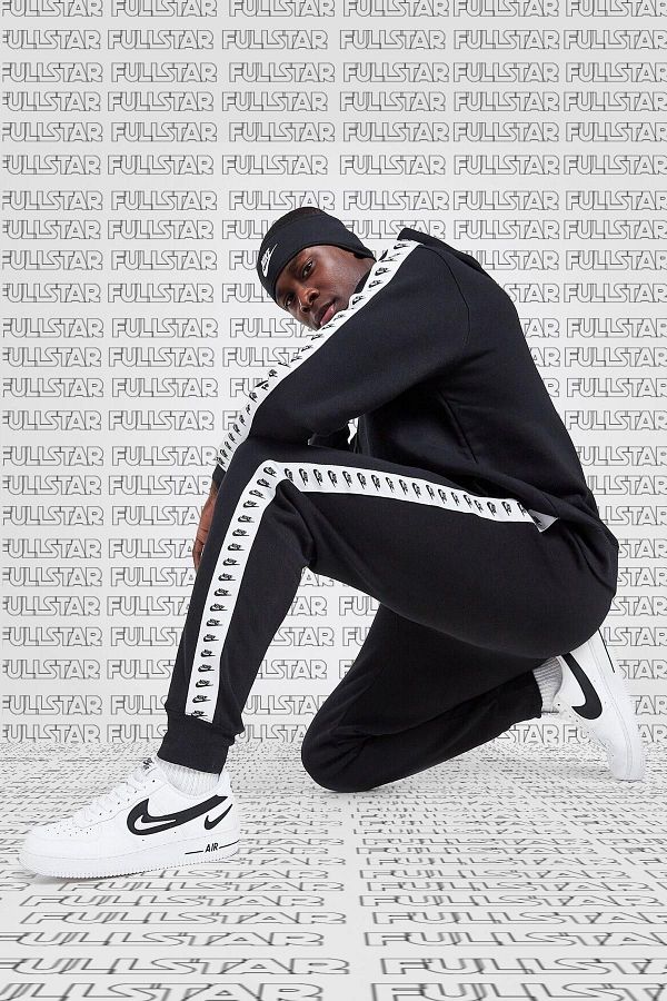 Nike Club Fleece Zeus Tape Graphics Track Suit Hooded Tracksuit Set Black Trendyol