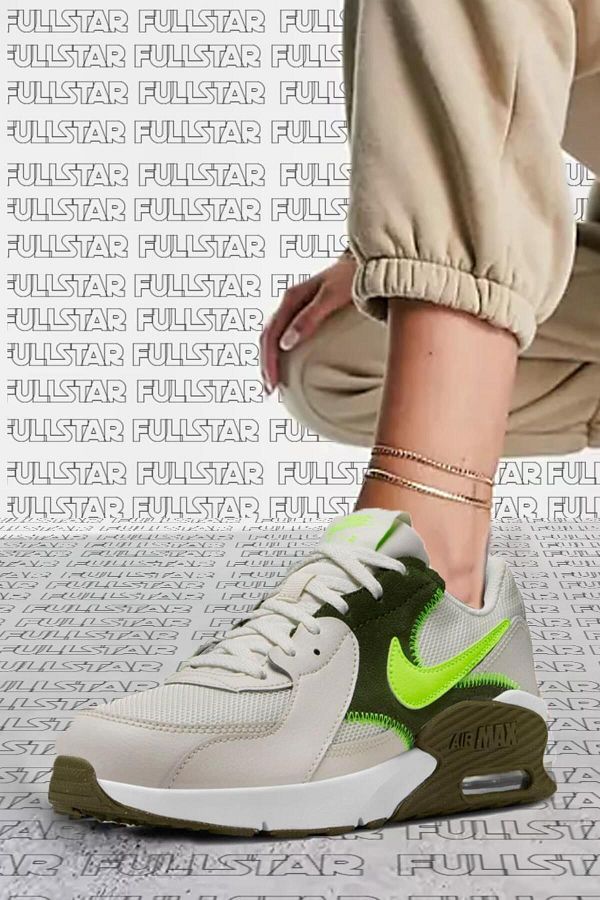 Nike Air Max Excee Genuine Leather Sneaker Casual Cream Green Sneakers Trendyol