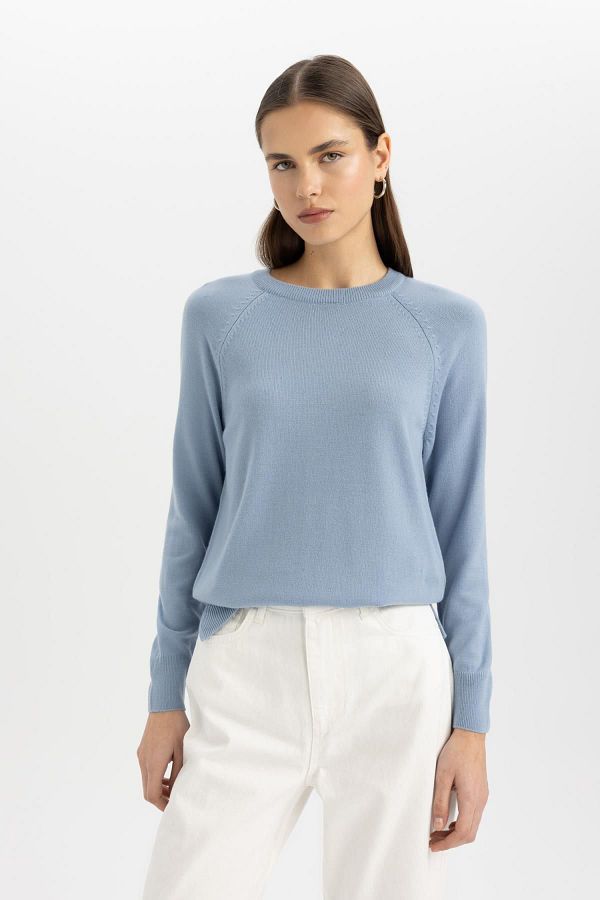 DeFacto-Weich strukturierter Strickpullover mit Rundhalsausschnitt – normale Passform I6913az24wn 1