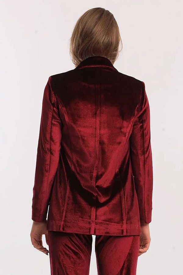 Sense Velvet Jacket CKT33956yn Claret Red Trendyol