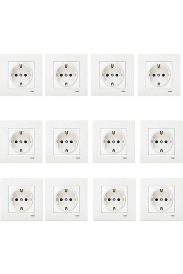 VİKO-White Square 12-Plus Grounded Framed Socket 1