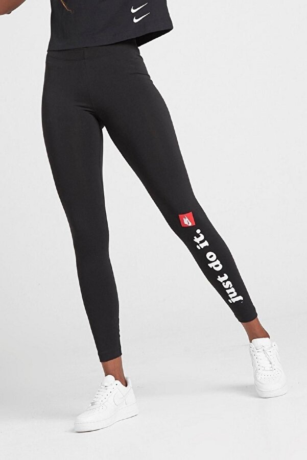 nike black club leggings with swoosh logo