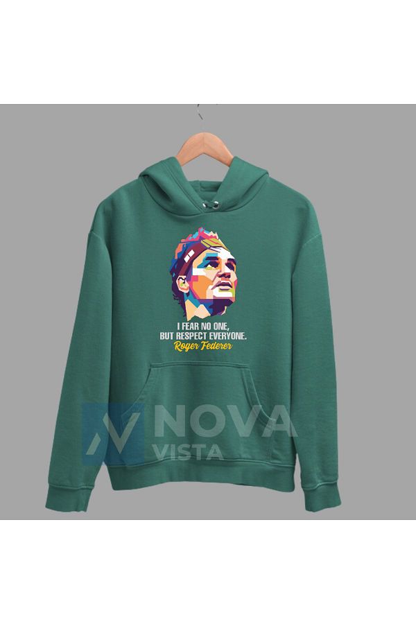 Biy Store Roger Federer Tennis Printed Green Unisex Hoodie Winter Sweatshirt Trendyol