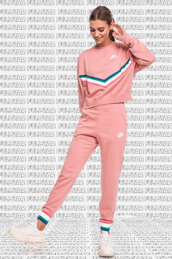 Nike heritage crew sweatshirt pink clearance
