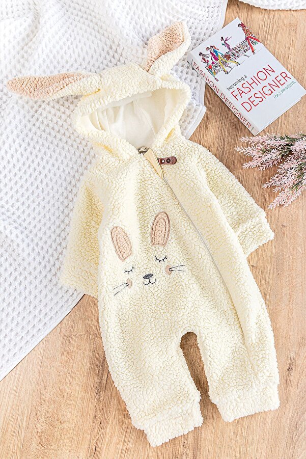 ewellce Figürlü Kapüşonlu Welsoft Peluş Kışlık Kız Bebek Tulum