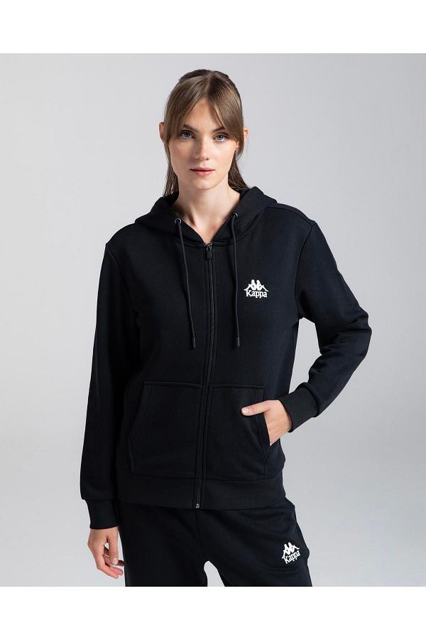 Kappa Authentic Mia Women s Black Regular Fit Zippered Tracksuit Top Trendyol