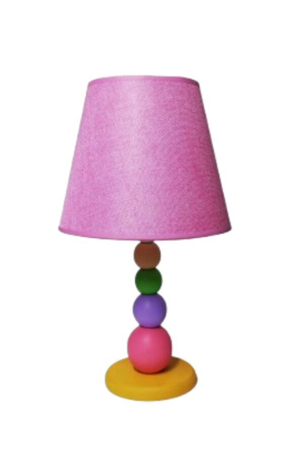 TEKAY AYDINLATMA Çocuk Bebek Odası Yatak Odası Renkli Ahşap Abajur.pembe Lila Yeşil Krem Ahşap Top