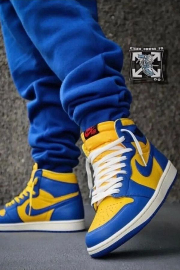 Nike Genuine Leather Unisex Sneaker High Top Yellow Navy Blue Sports Shoes Trendyol