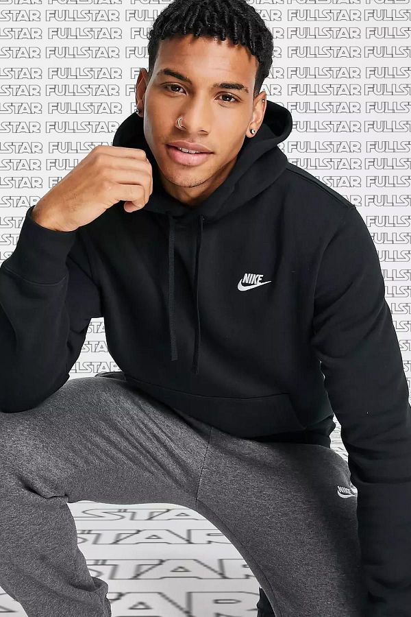 Nike Sportswear Hoodie Fleece Ribbed Hooded Loose Fit Sweatshirt Black Trendyol