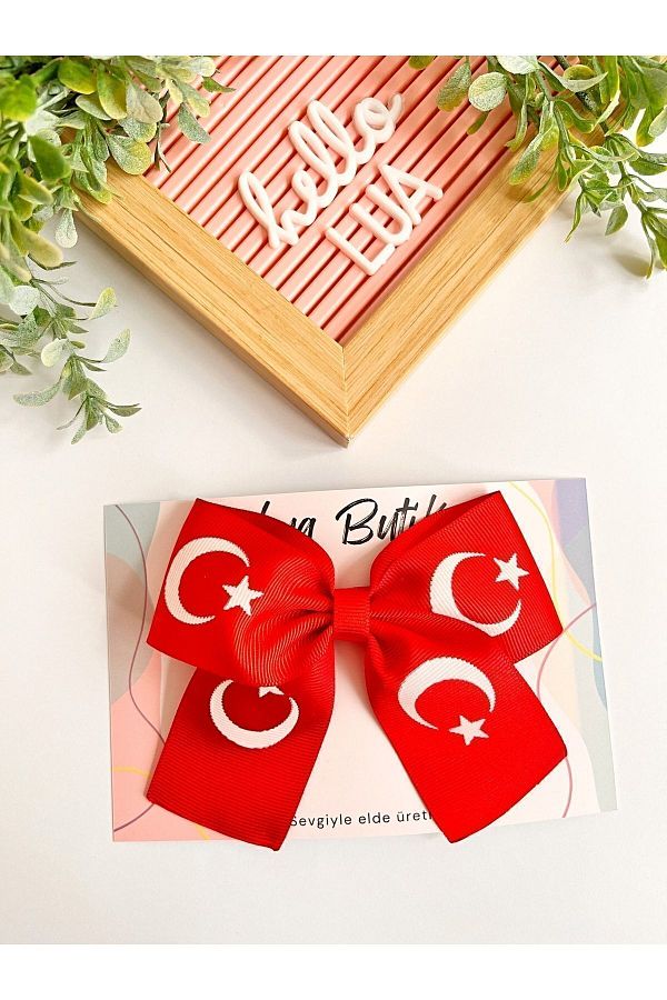 Lua Butik-23 April Special Flag Patterned Handmade Bow Collar Buckle 1