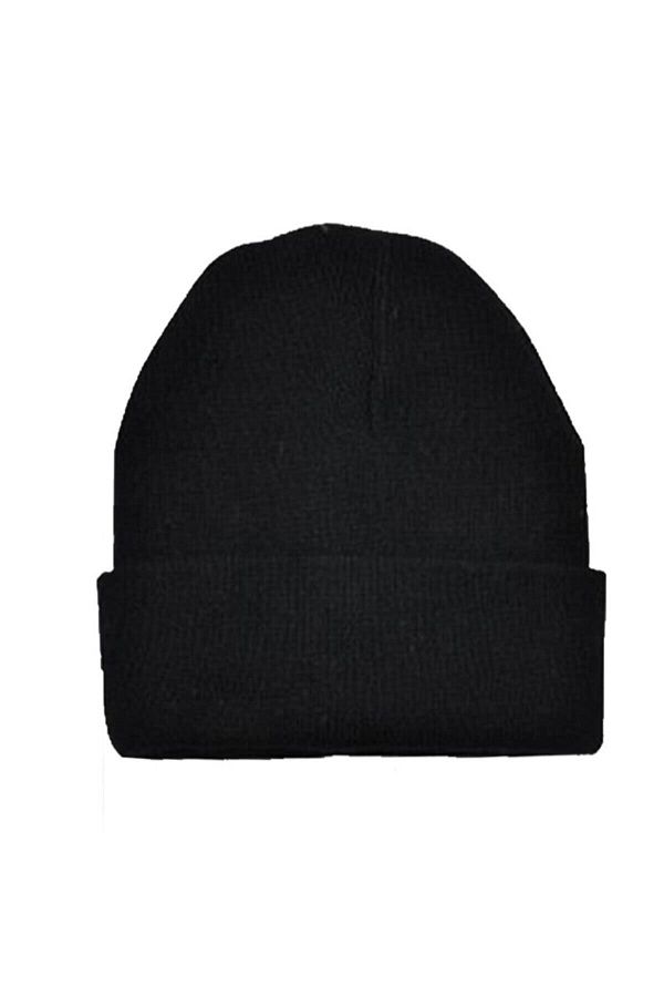 LİDER TİCARET-Black Color Acrylic Wool Knitted Double Layer Beret 1