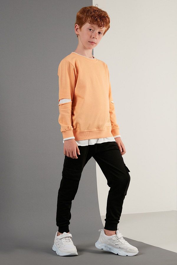 Lela-Costum sport detaliat 100% bumbac Inserție cu gât roșu Costum pentru băieți 59215614 1