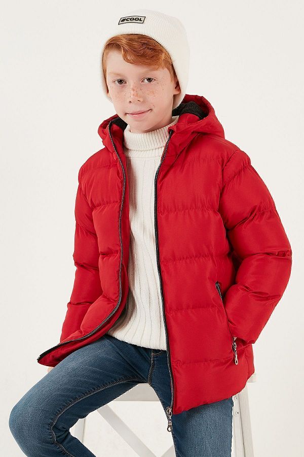 Lela-Plush Lined Hooded Winter Coat with Pockets Boy's COAT 5761911 1