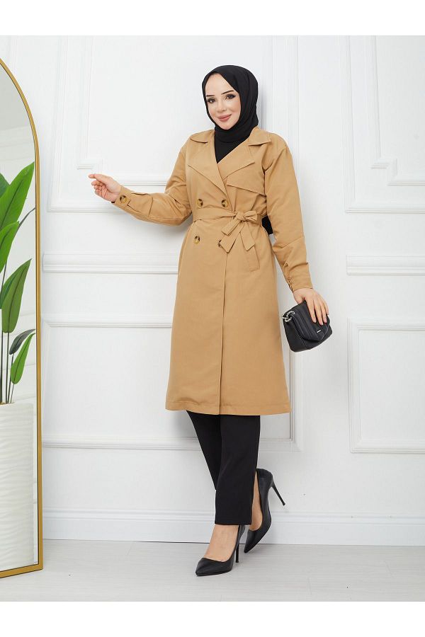 KAREN Modest Fashion Trench Coats Trendyol