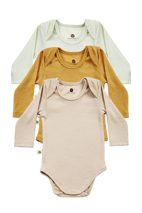 Nuriye Kocakaplan Ravello 3 Parça Unisex Bebek Uzun Kollu Pamuk Bodysuit Takımı Yenidoğan Ve Çocuk Hediye Seti