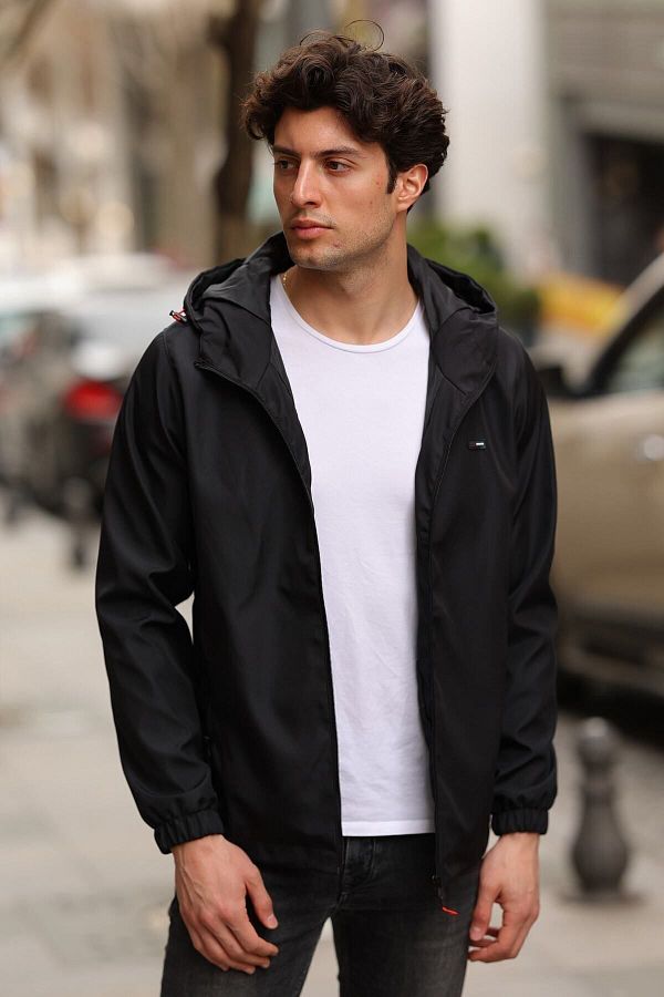 Black lined raincoat store