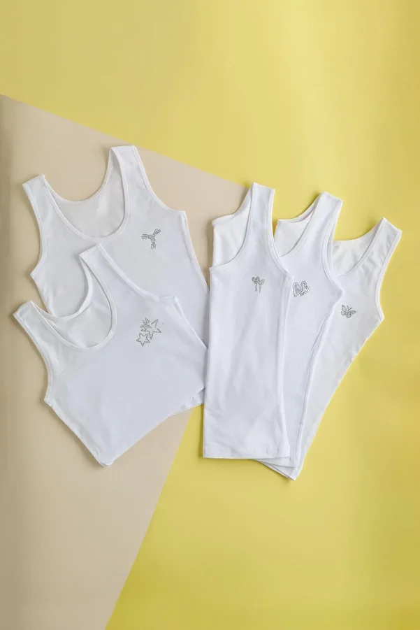 Katia&Bony-Bi̇yo Ki̇ds White Basic Suspender Undershirt for Girls 1