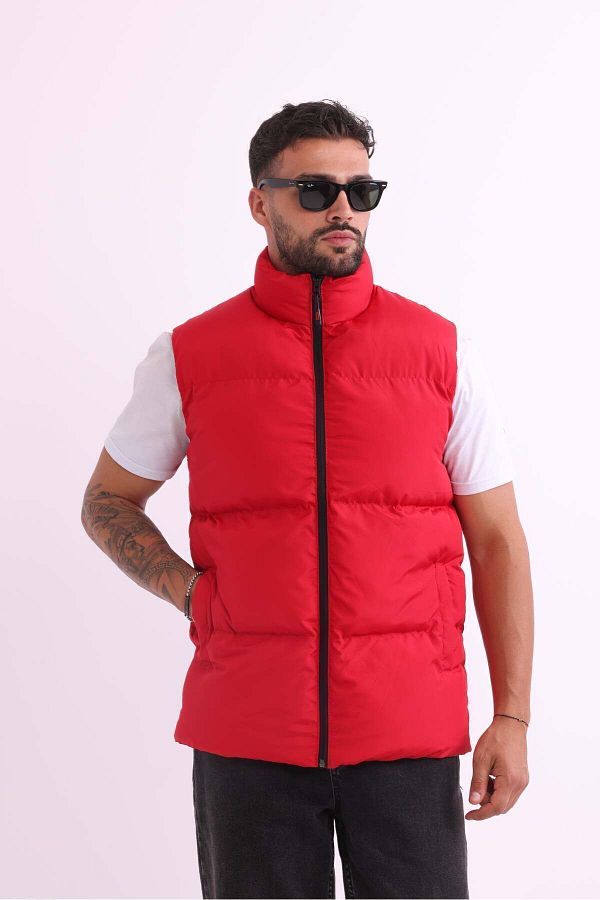 Red puffer vest mens store