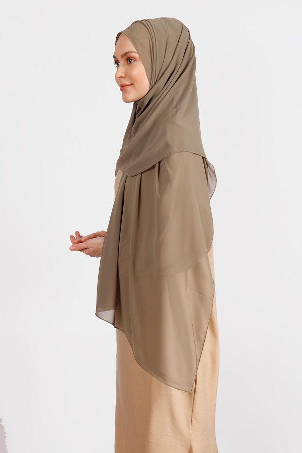Differenza-Matte Mink Crepe Chiffon Shawl 1