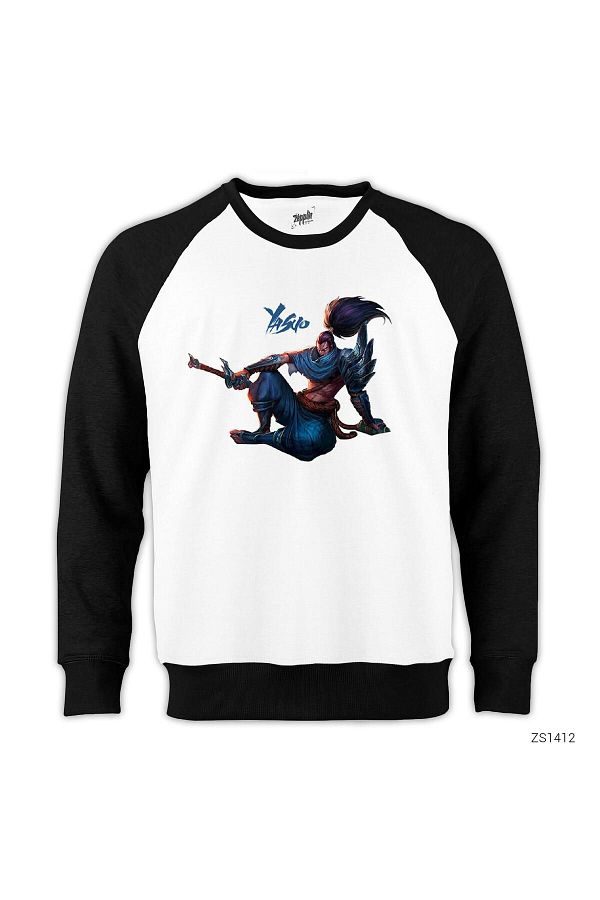 Butik League of Legends Yasuo Raglan Sleeve White Sweatshirt Trendyol