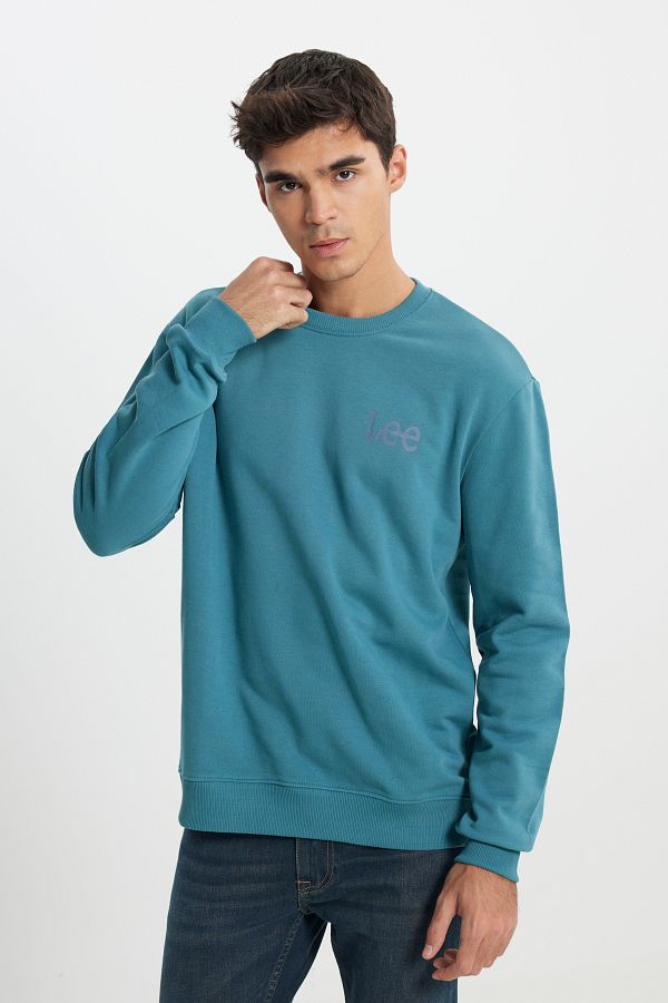Turquoise crew neck sweatshirt top