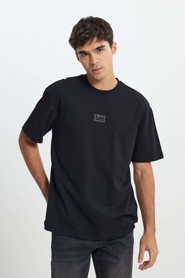Lee-Comfortable Fit - Crew Neck Black 100% Cotton T-Shirt 1