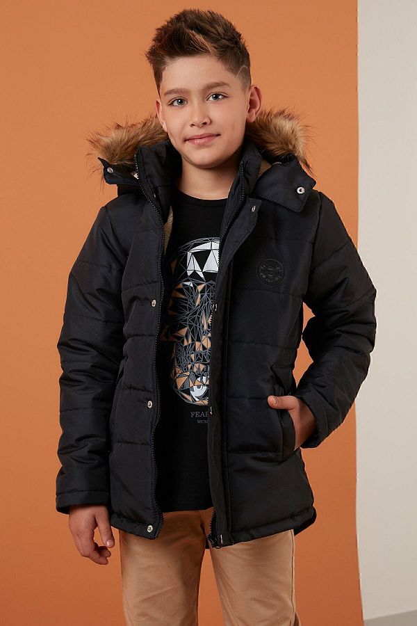 Boys fur collar jacket online