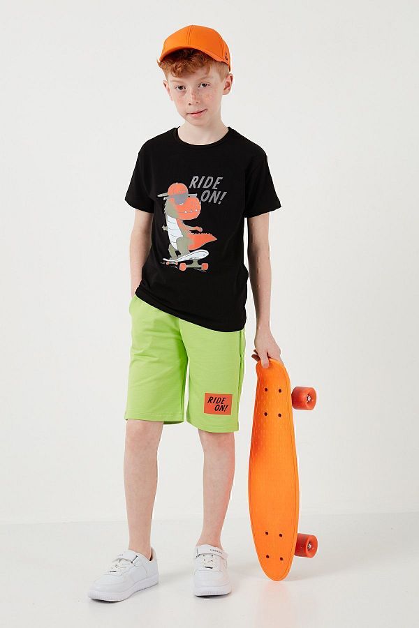 Lela-Set de pantaloni scurți de sus și de jos, din bumbac, cu croială normală, cu decolteu, pentru băieți6212014 1