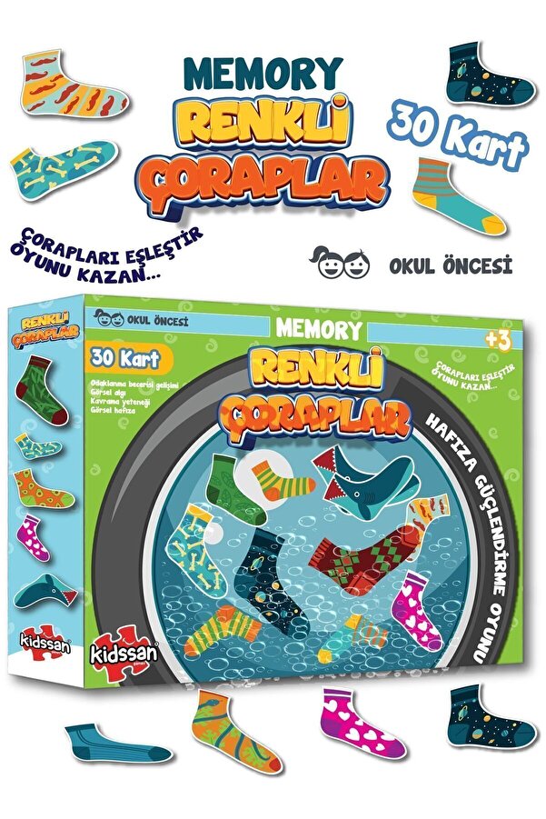 kidssan games Renkli Çoraplar Memory Hafıza Kartları Eğitici Oyunu