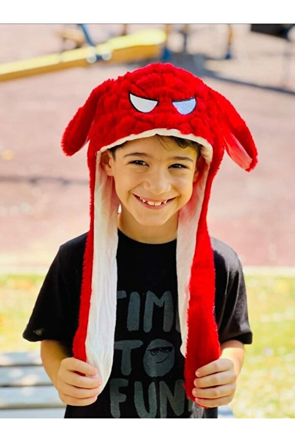 Sekk O Kulakları Hareket Eden Örümcek Adam Peluş Tavşan (IŞIKLI) Çocukların Severek Taktığı Bere