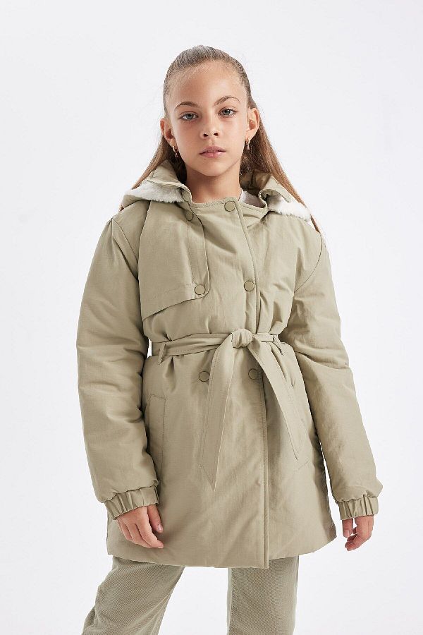 Fur lined raincoat womens top