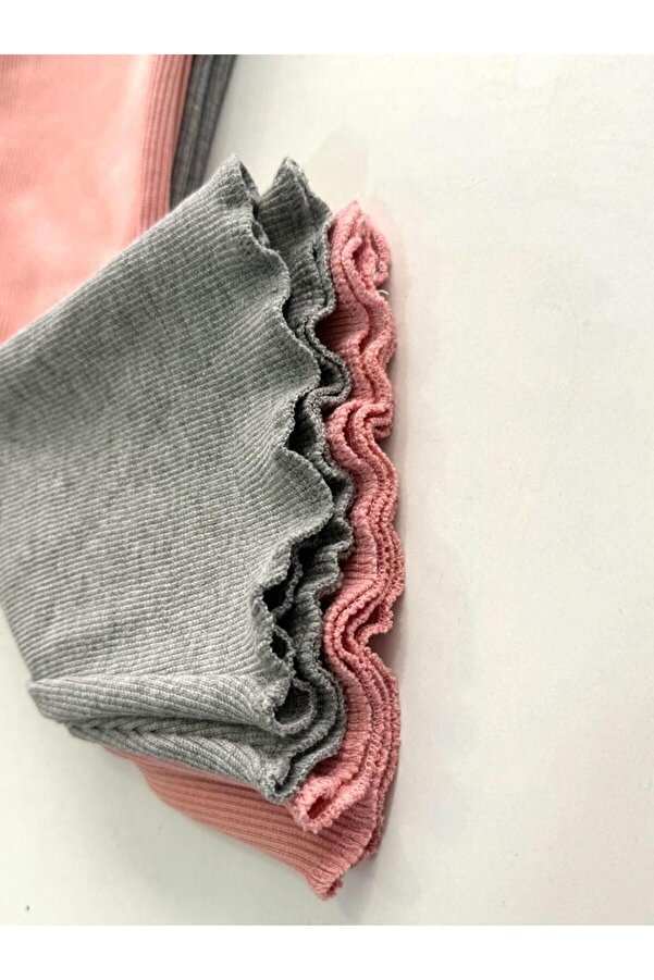ARYA BABY 2 li Kız Bebek Triko Kaşkorse Kumaştan Geniş Fitilli Ispanyol Paça Tayt Tek Alt,Pantolon