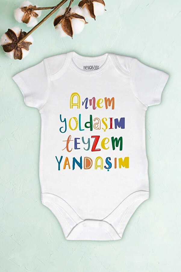 Limon Unisex Bebek Beyaz Annem Yoldaşım Teyzem Yandaşım Baskılı Body Zıbın