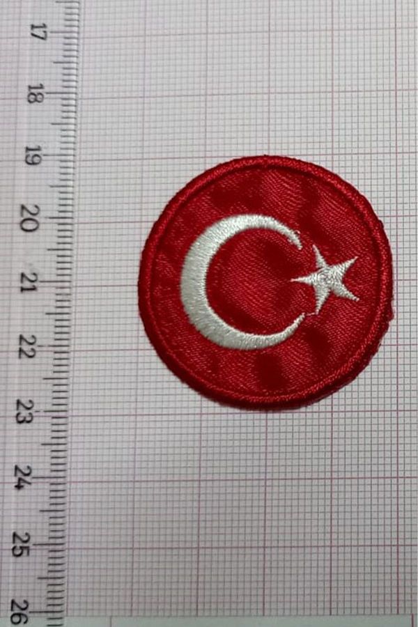 REMSATİC-Iron-On Coat of Arms - Patch - Patch Turkish Flag (Turkey) Model (4 cm Diameter) 1
