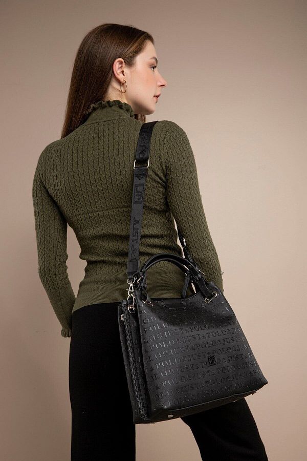 GALB LEATHER-حقيبة كتف نسائية يومية بحزام عريض وواسعة من Just Polo مقاس 33 × 26 سم 1