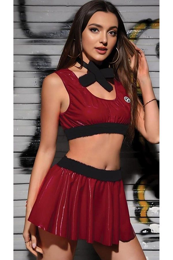 Cooqpoo Red Short Leather Skirt Fancy Costume Size S M L Xl Trendyol