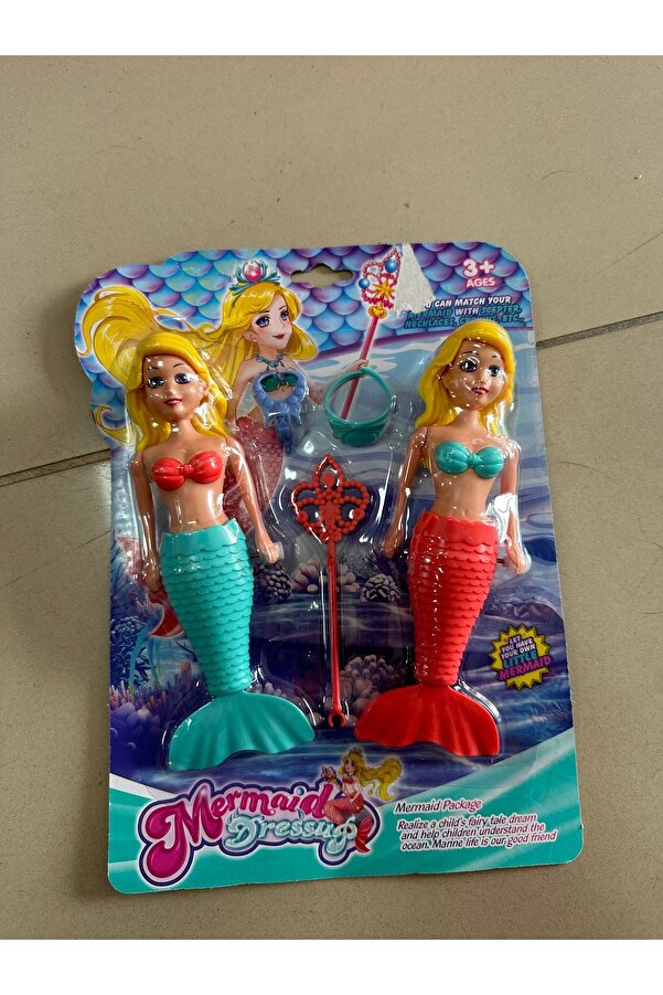 u-toys Kurmalı suda yüzen deniz kızı ikili bebek seti