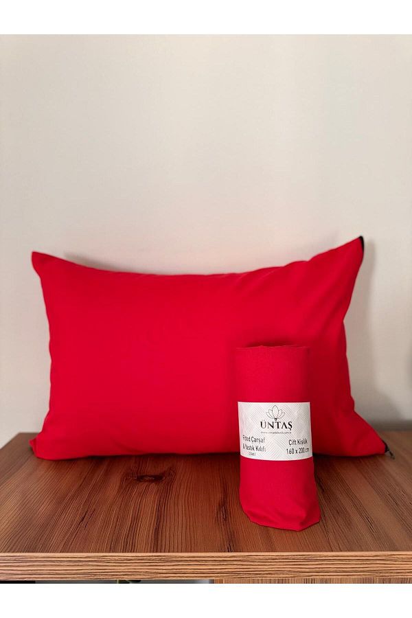 üntaş-Red Untaş Double Elastic Sheet and Pillow Set - 2 Pieces 1