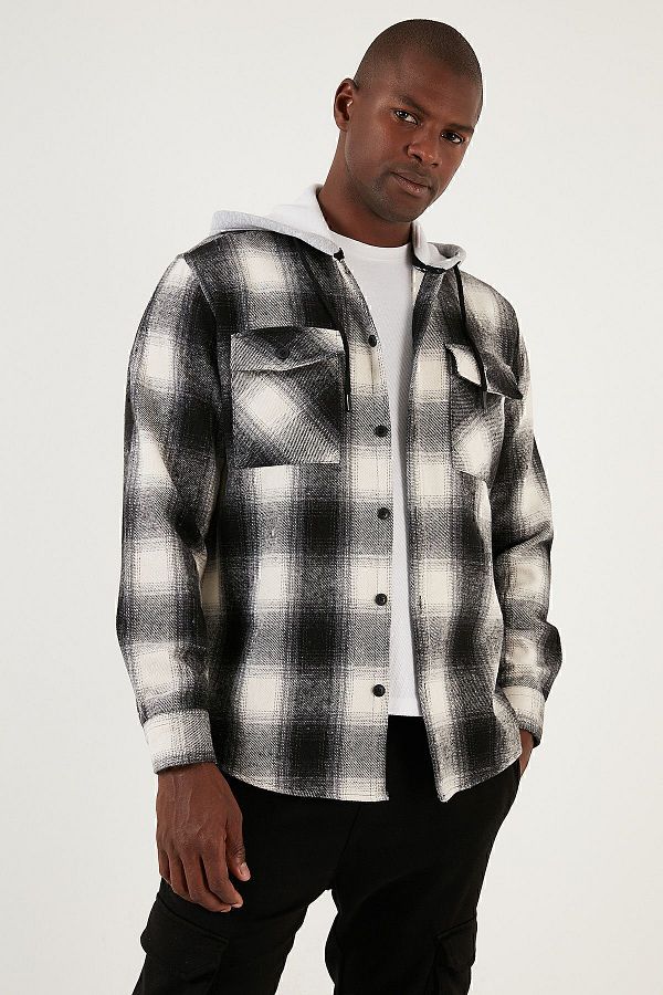 Buratti Plaid Double Pocket Hooded Lumberjack Shirt Men s Shirt Cf22w2650 Trendyol