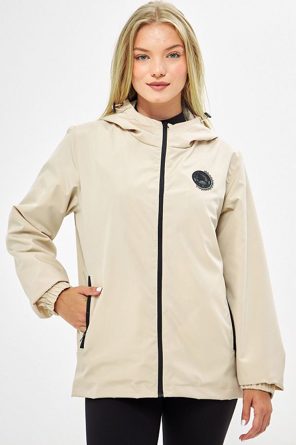 River Club Women s Beige Lined Hooded Raincoat with Pockets Windbreaker Jacket Trendyol