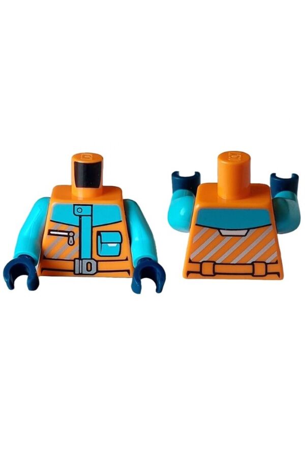 LEGO-Moc Custom Minifigure Minifigure Body Torso Explorer Orange Blue Polar Belted Coat 1