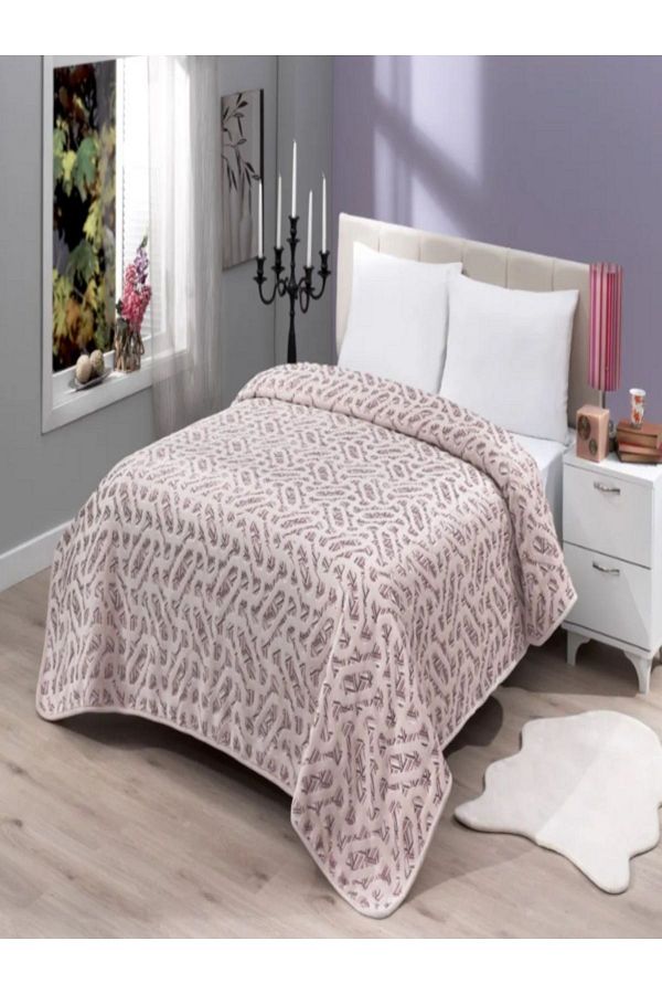 Ko em Ceyiz Premium King Size Patterned Plush Blanket 220X240 cm Powder Trendyol