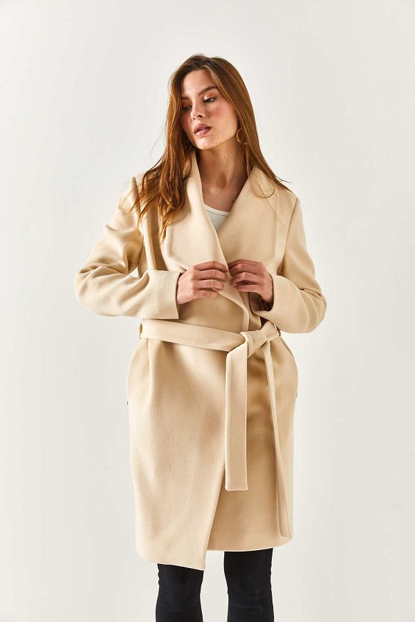 DOGG Women s Winter Cashmere Overcoat Long White Wool Coat Women s Winter Cashmere Coat Women s Winter Cashmere Overcoat Trendyol