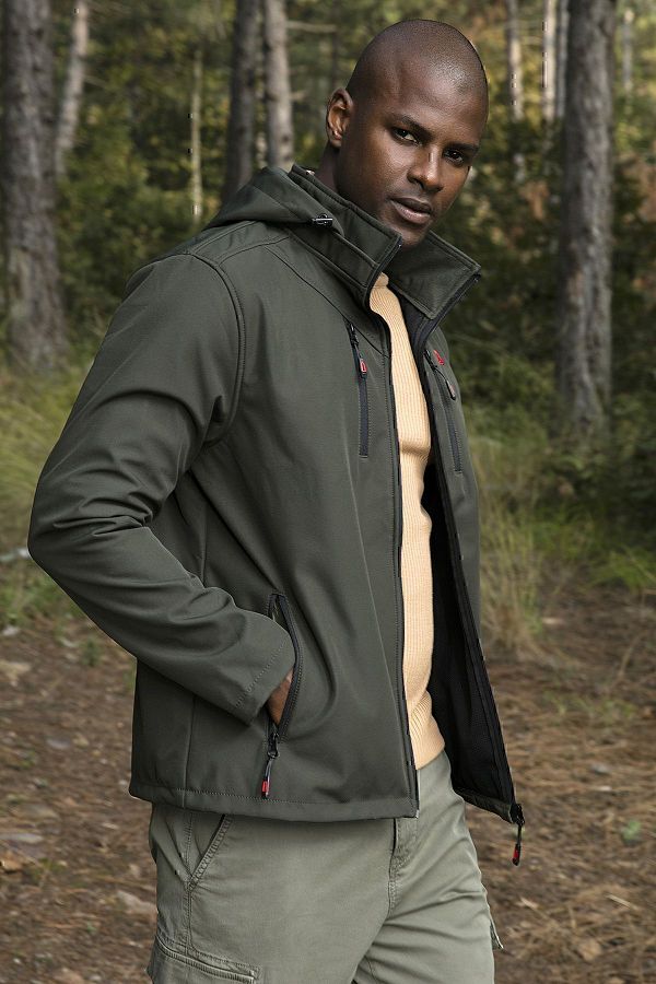 Buratti Water and Wind Resistant Hooded Soft Shell Coat Men s COAT 5855045 Trendyol