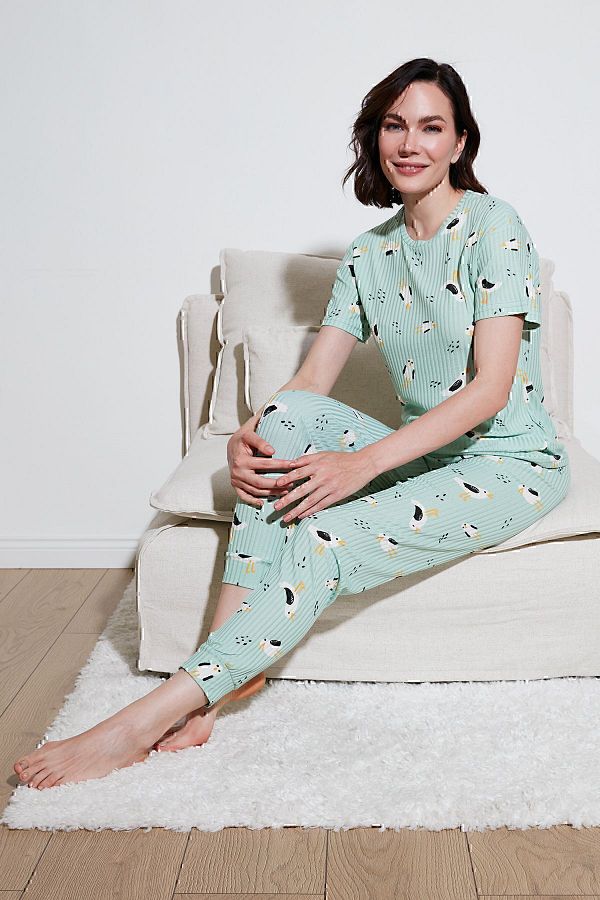 Lela-Regular Fit Short Sleeve Pajamas Set - PYJAMAS SET65740104 1