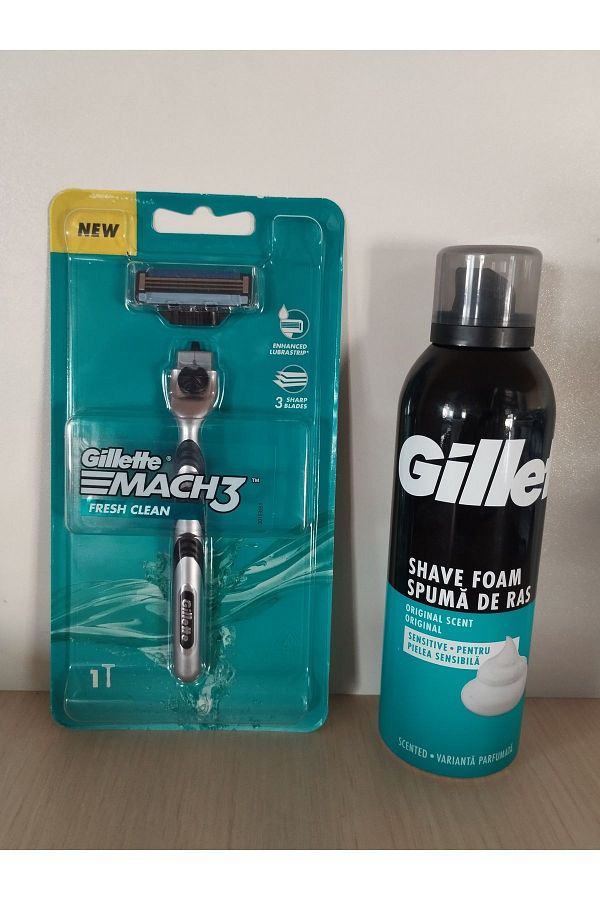 Gillette-Gillette Mach3 Shaver & Gillette Shaving Foam Precision 200 ml 1