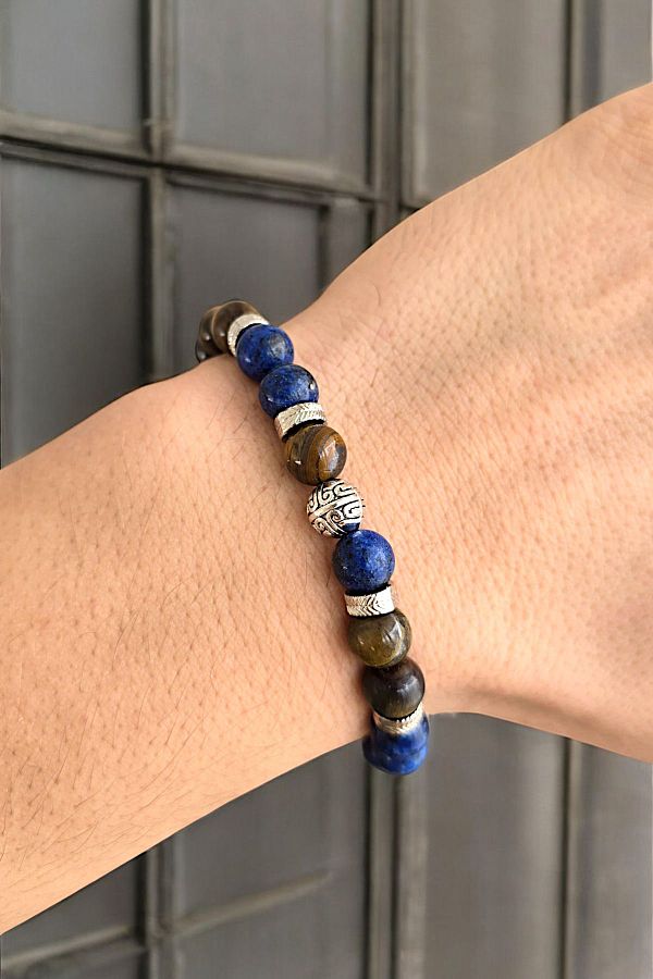 NBS Beautiful Naturel Stones Unisex 8 mm Natural Rhinestone Healing Bracelet for Luck Success Energy Nazar