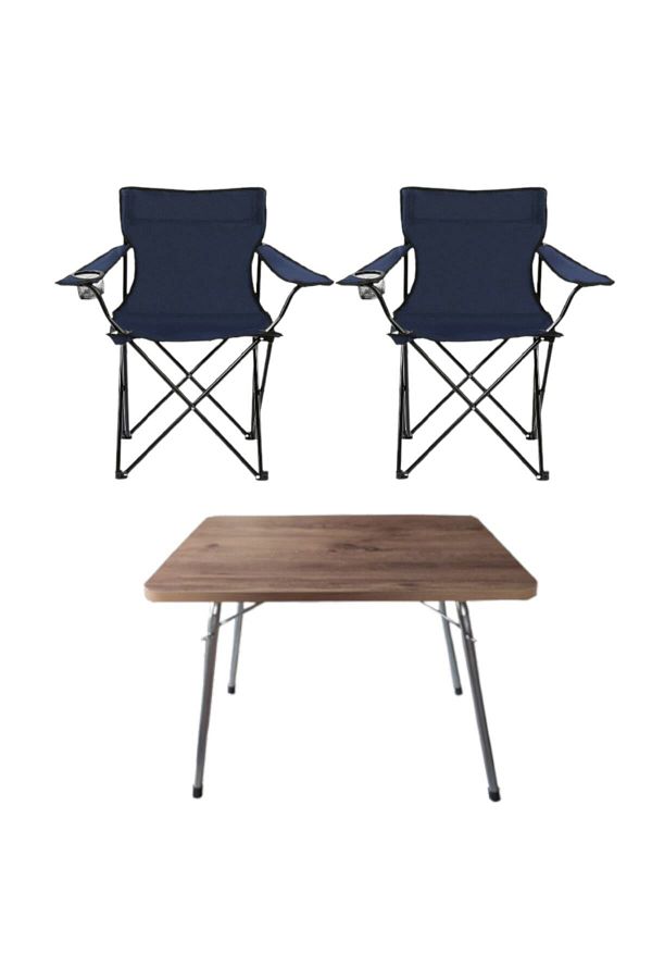 Epicsa Navy Blue Camping Chair 1 Piece 60X45 Oak Folding Camping Table Trendyol